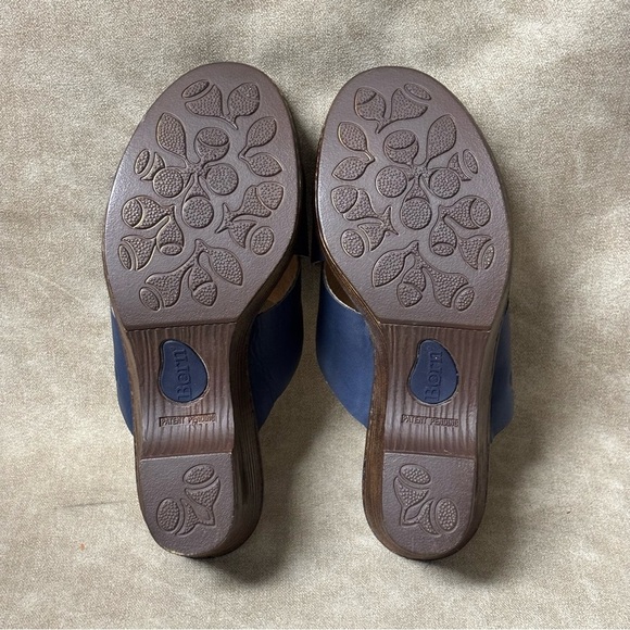 Born Coney Leather Block Heel Sandals in Blue Lyst Color Sz 7M - Picture 7 of 7